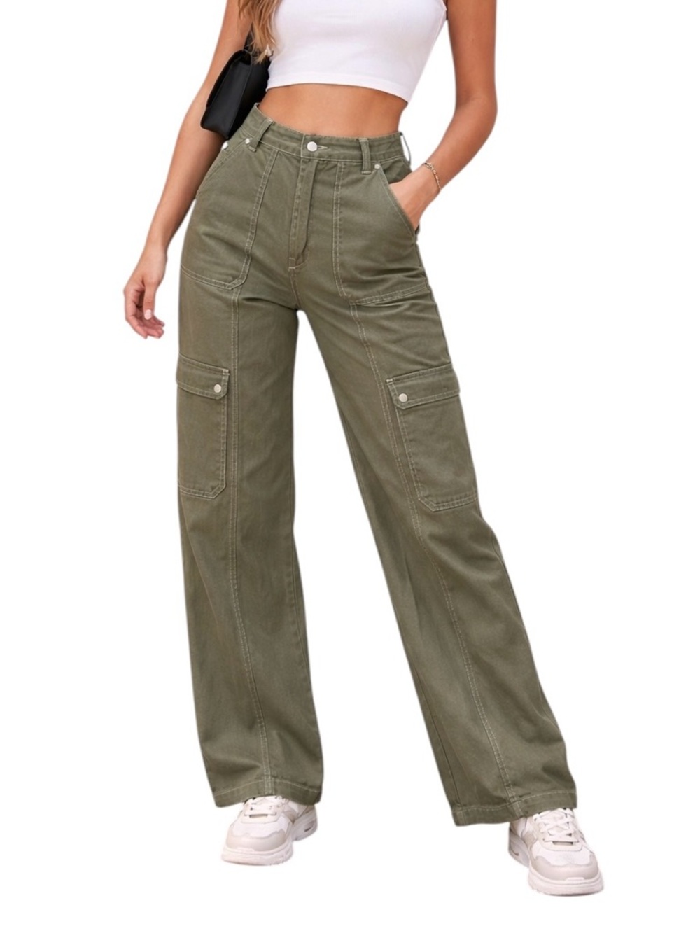Women's Green Straight Leg Jeans